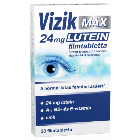 VIZIK MAX 24mg LUTEIN filmtabletta étrend-kiegészítő luteinnel, vitaminokkal és cinkkel 30db